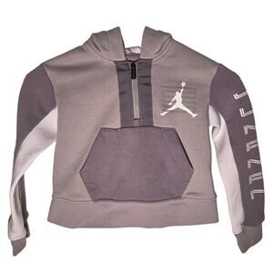 Small Jordan Grey White Quarter Zip Hoodie Kids 4-5 Years
